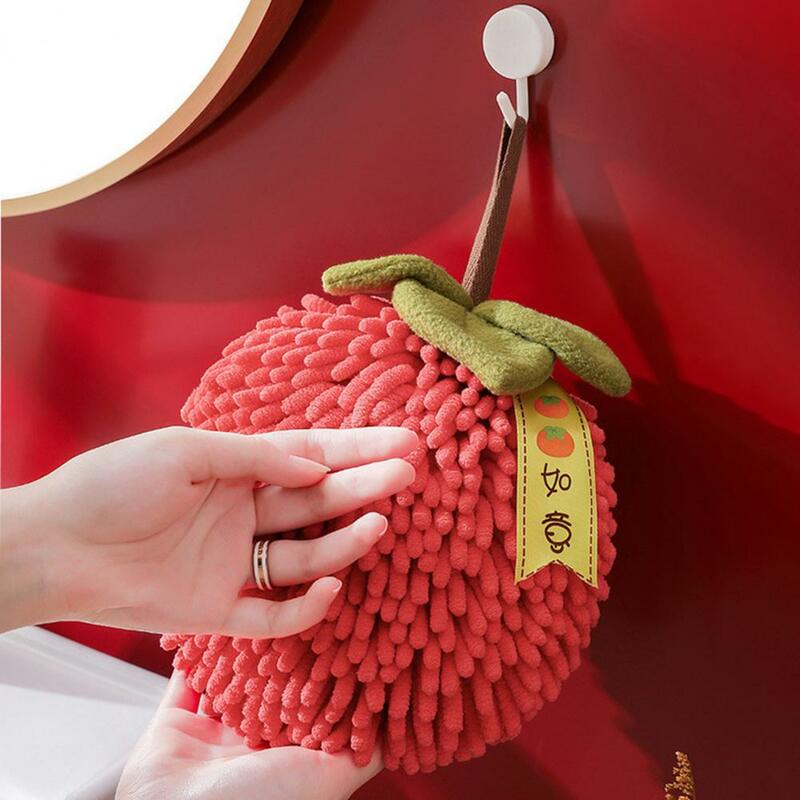 Fast-drying Chenille Towel Soft Microfiber Handball Towels with Quick Dry Absorbent Sponge for Kitchen Bathroom Cute Persimmon