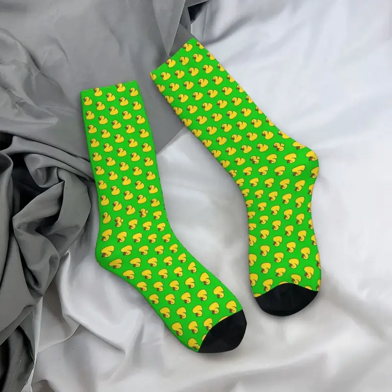 Резиновые ярко-зеленые носки в стиле Харадзюку, поглощающие пот чулки, всесезонные длинные носки, аксессуары для мужчин и женщин, подарки