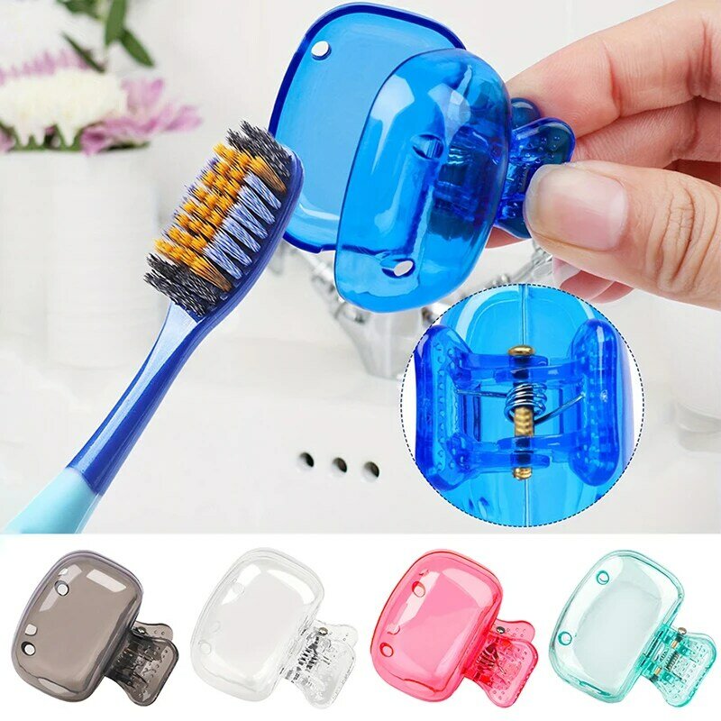 Viagem Toothbrush Head Covers, Toothbrush Protector Cap, Brush Pod Case, Clipe De Plástico Portátil, Viagens Domésticas, 1Pc
