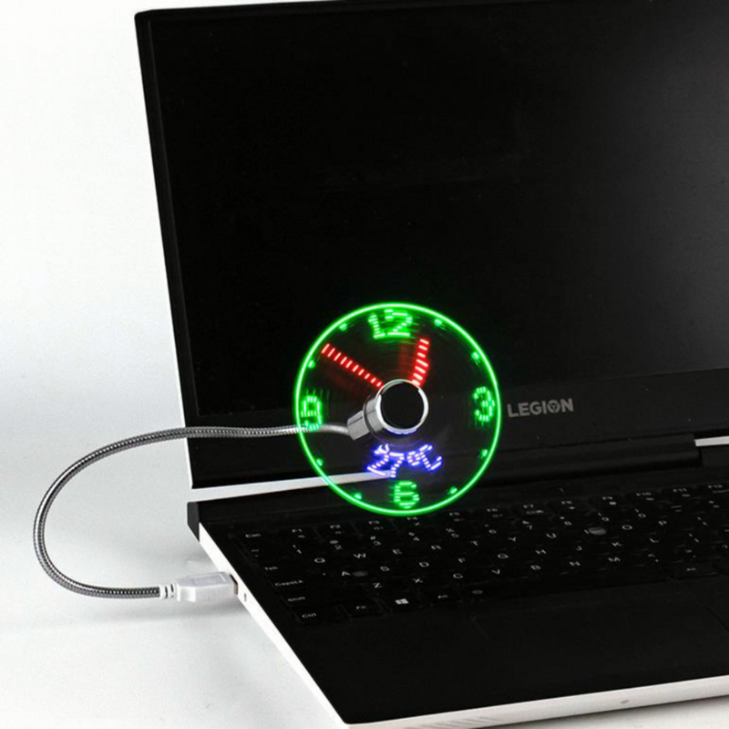 USB Pequena Luz Mini Noite com Fãs Tempo e Temperatura Display para Laptop Power Bank Notebook Computador PC Dropship