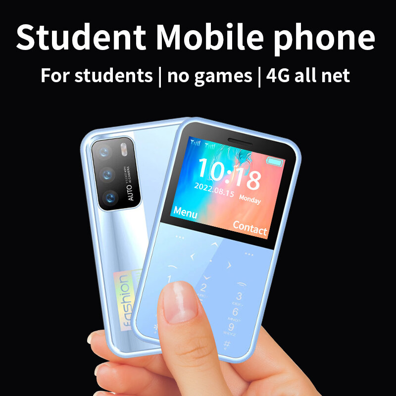 Miniteléfono móvil con 2 tarjetas SIM, marcador BT, lista negra, grabadora de llamadas automática, Bluetooth, dial, despertador, Voz Mágica, pequeño