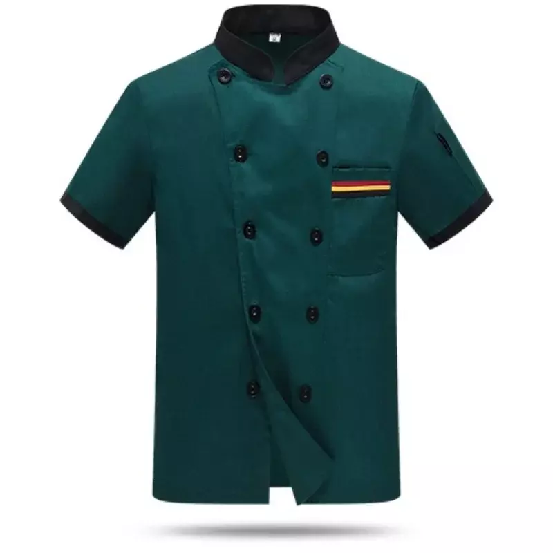 Chef Jacket Unisex Short Sleeve Men Women Cook Shirt Coat Barista Baker Uniform Restaurant Kitchen Clothes Waiter Wear