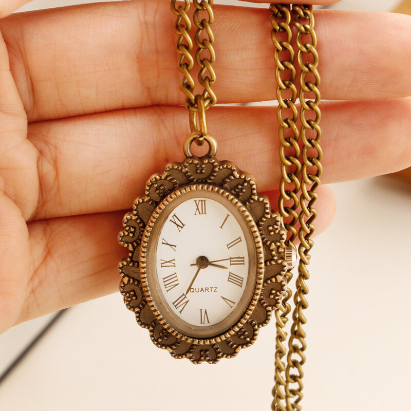 Fashion Jewelry Design Necklace Pocket Watch Women's Vintage Quartz FOB Watch