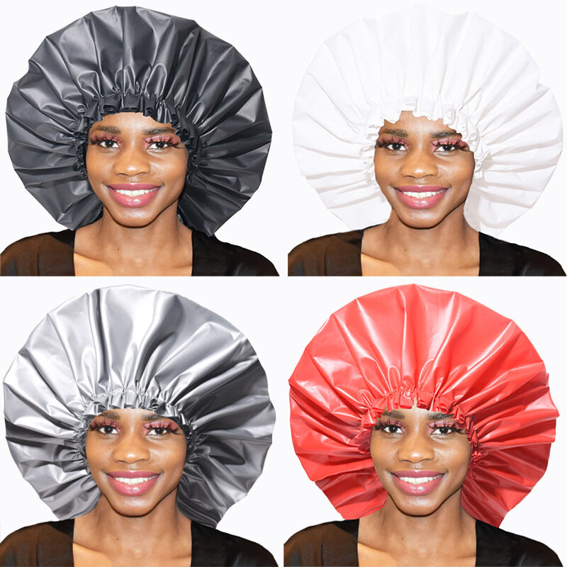 Shower Cap Large Adjustable Reusable Waterproof Bath Caps for Dreadlocks Women Girls Braids SPA Long Hair