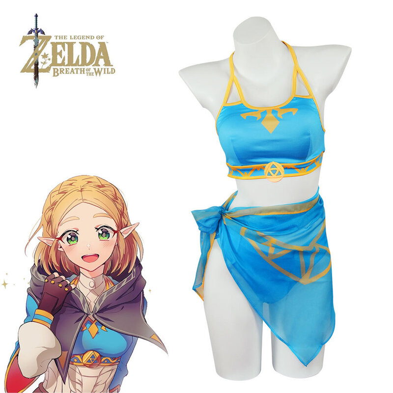 Spiel die Legende von Zelda Cosplay Kostüme Frauen Mädchen Outfits Schwimmen Bade bekleidung Bikini-Set
