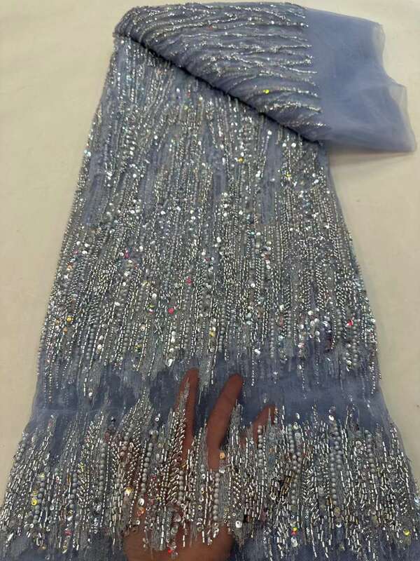 Роскошная кружевная ткань для жениха с африканскими французскими бусинами 2023 высококачественная ткань для шитья вечернего платья