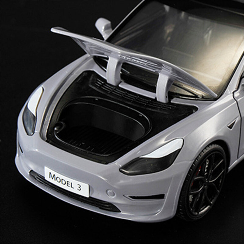 1:24 Tesla Model 3 Model Y mobil logam paduan Model Diecast kendaraan mainan logam Model mobil simulasi suara dan cahaya koleksi hadiah anak-anak