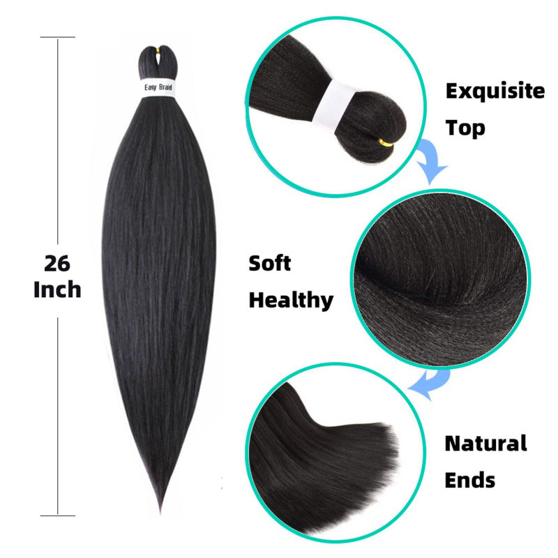 Extension de Cheveux Synthétiques Professionnels Pré-Étirés, Tressage au Crochet Facile à Torsader, Couleur Mixte Douce, 90g