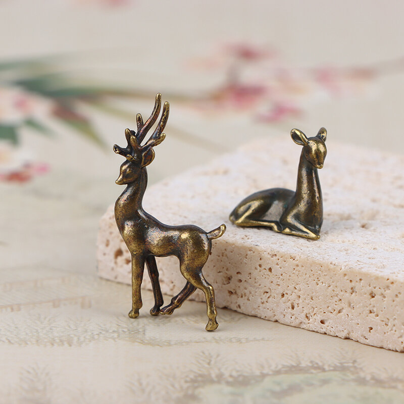 1 szt. Stopu miedzi Sika jelenie małe ozdoby Vintage figurki zwierząt ozdoby na biurko akcesoria wyroby do dekoracji domu