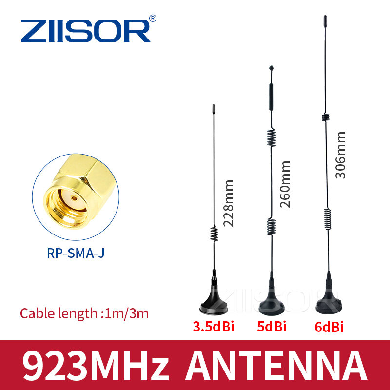 Antena sem fio de wifi do módulo do impulsionador do sinal com cabo 3 m 5m antena magnética 923 mhz da antena rp sma de lora 923 mhz