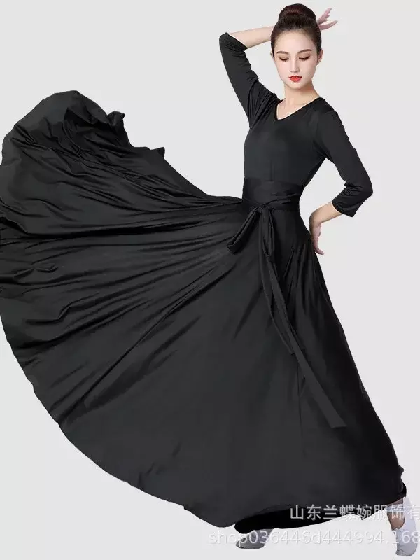 Falda de Flamenco para mujer, falda de baile español, Vestido largo de danza del vientre, falda Swing grande, vestido gitano de rendimiento de Color degradado