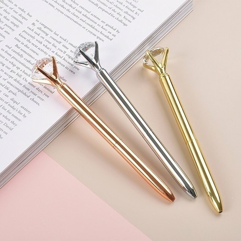 Pequenas e portáteis canetas esferográficas, Luxo Rhinestone Crystal Pen, Papelaria elegante, Home Office e material escolar
