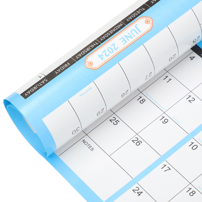 Calendario de 12 meses laminado de pared, planificador mensual, calendario colgante de cita, calendario de 12 meses, 2024, 2024 año, 2024