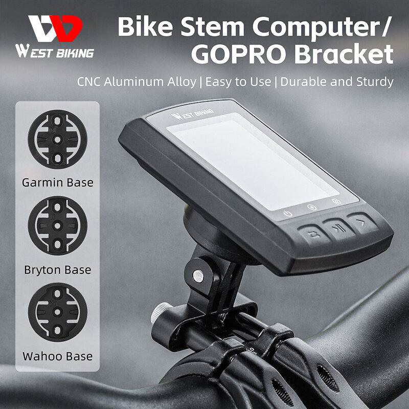 WEST BIKING-Support GOPRO pour ordinateur de vélo, compteur de vitesse, support rapide CNC, alliage d'aluminium, VTT, cyclisme sur route, Garmin, Bryton, Wahoo