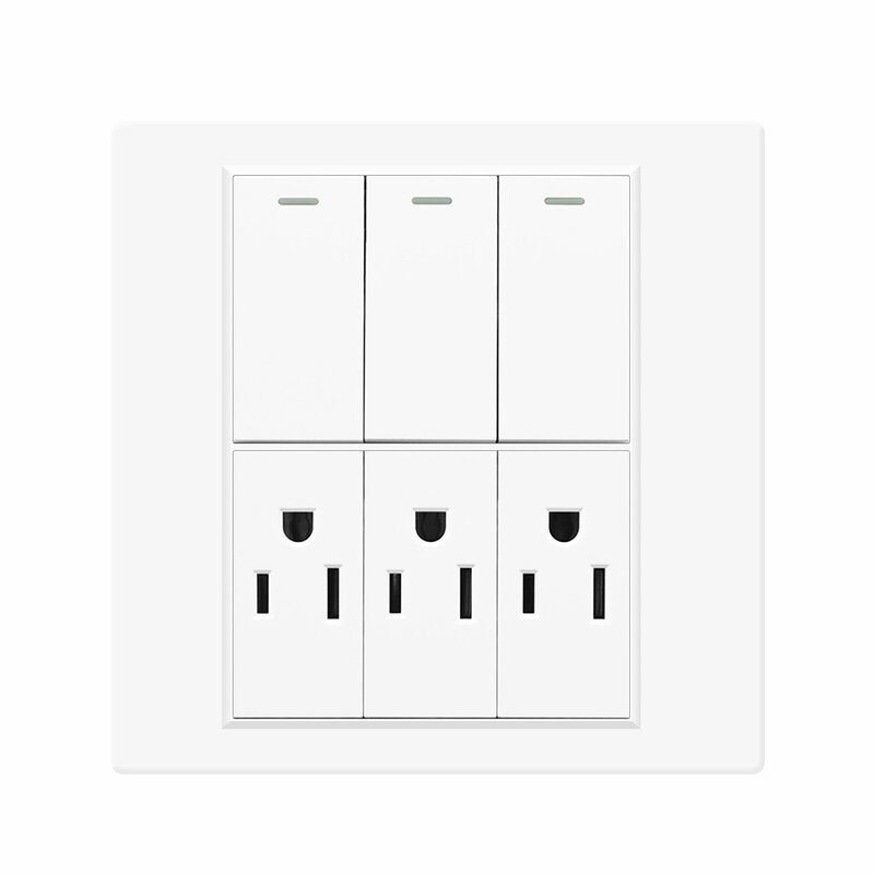 VISWE US Standard wall outlet and Switch 3gang 1way,120 Type Flame Retardant Plastic Panel, Mexico Home Electrical wall contacts