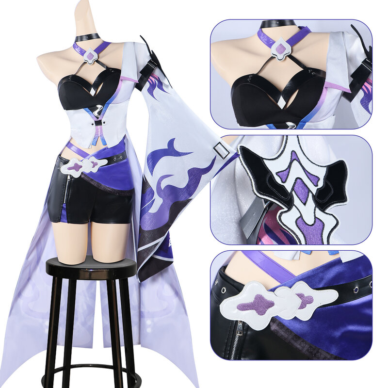Acheron Cosplay Costume Honkai Star Rail Huang Quan Red and Purple Outfits Sexy Uniform Carnival Party Role Play Dress for Women