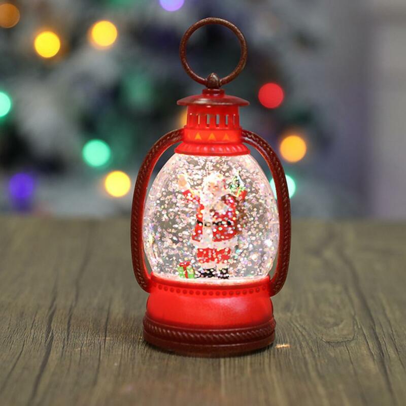 Luzes cintilantes a pilhas, ornamentos de Natal, decorações de lâmpada de festa, lanternas festivas, Glitter Santa