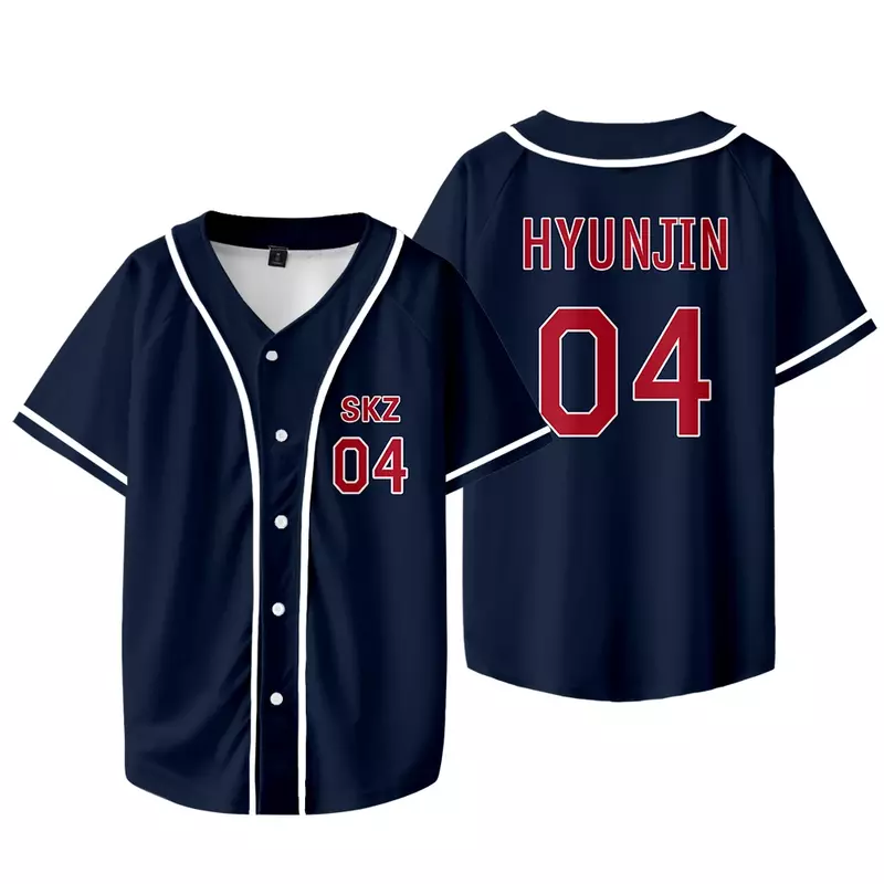 Kpop Felix Bangchan Changbin Hyunjin Seungmin Lee Know Baseball Jersey T-Shirt Korte Mouw Grafische T-Shirts