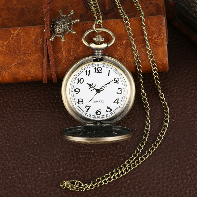 Reloj de bolsillo de tela de Araña de bronce Vintage Steampunk, reloj analógico de cuarzo ahuecado para hombres y mujeres, colgante, collar, cadena, reloj