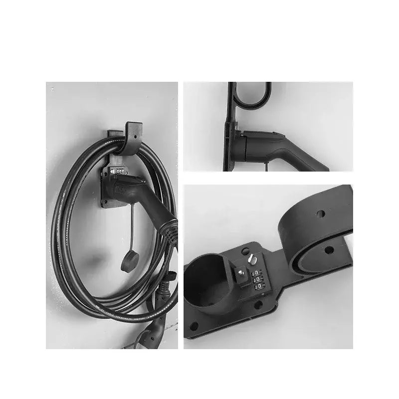Dudukan kabel catu daya EV dinding satu bagian soket kepala pistol untuk gbt dengan konektor EVSE kunci