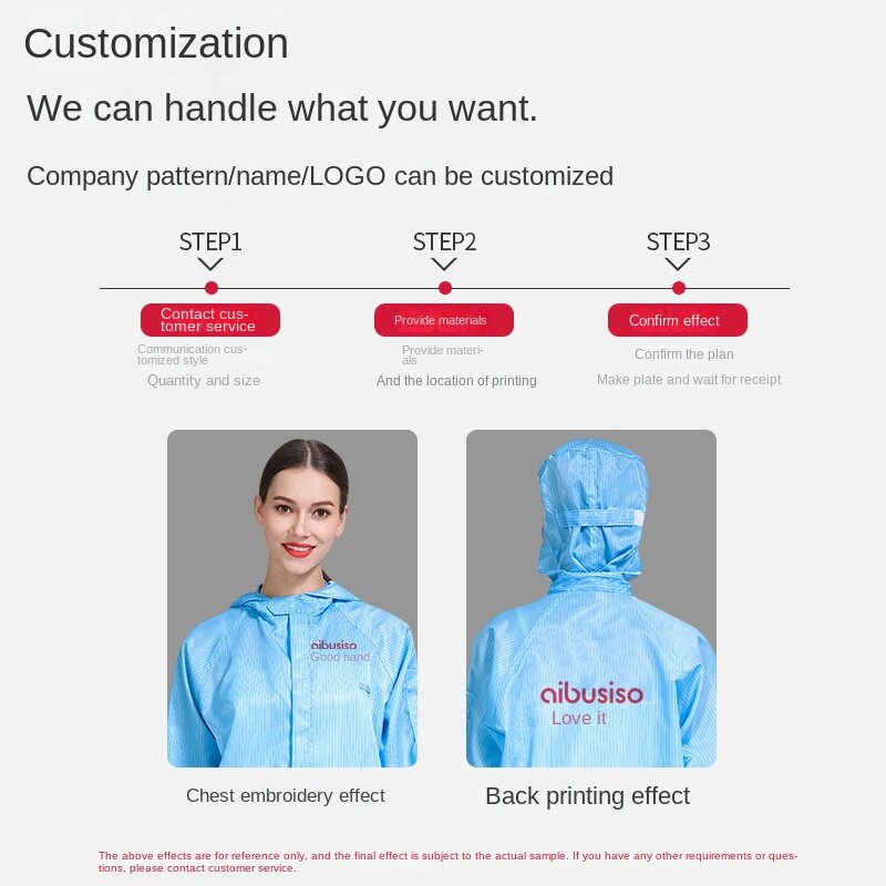 Anti-static clothing gown dust-proof protective overalls with zipper factory workshop Foxconn clean coat with cap blue and white