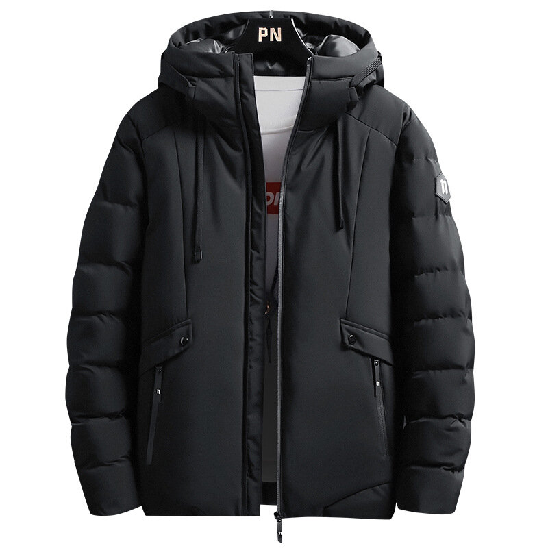 Ropa de invierno de alta calidad para hombre, chaqueta gruesa de algodón con capucha informal