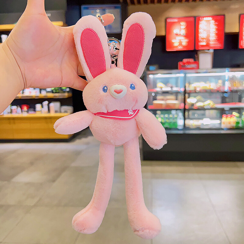 LLavero de peluche de conejo de dibujos animados Kawaii para niños, colgante de mochila de peluche de conejo lindo creativo, regalos de cumpleaños