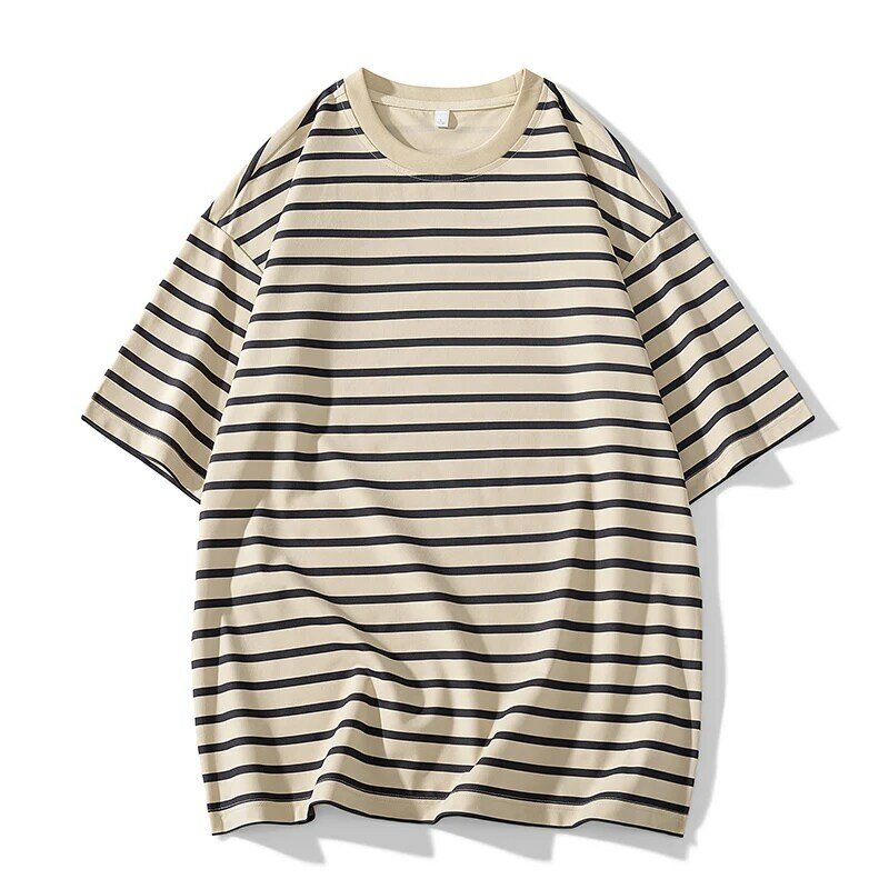 LISM HIP HOP T-shirt Mens Loose Stripe T-shirts Casual 2024 Summer Short Sleeves Tshirt Unisex Streetwear Tees Oversize Tee Top