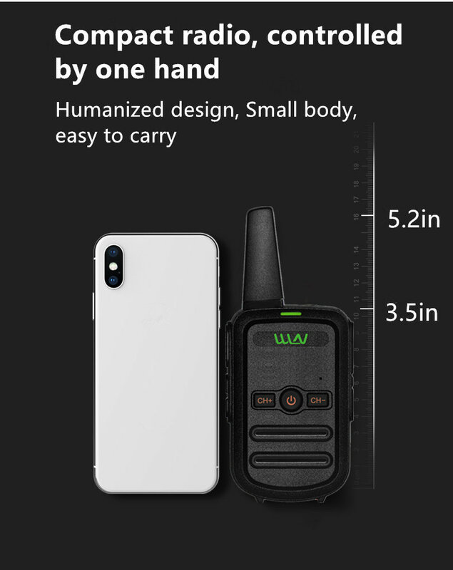2ชิ้น wln KD-C52มินิ handheldwalkie-talkie มืออาชีพมินิสีอัลตร้าบางเฉียบขนาดเล็กชาร์จโดยตรง