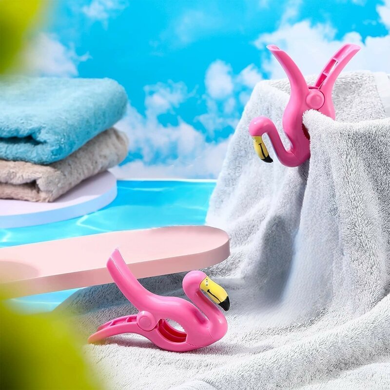Pinces à serviettes flamant rose pour chaises de plage, pour piscine, empêche le soufflage
