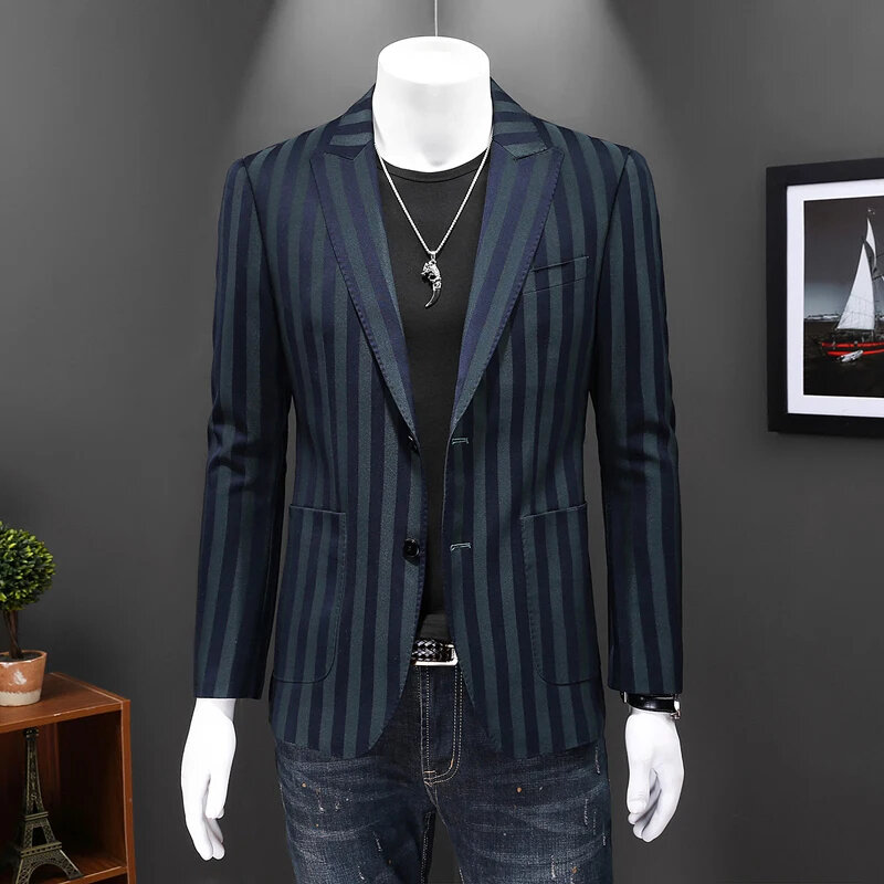 T45 Business Slim Men's Plaid Spring and Autumn Casual Suit Men's Groom Elegant Dress