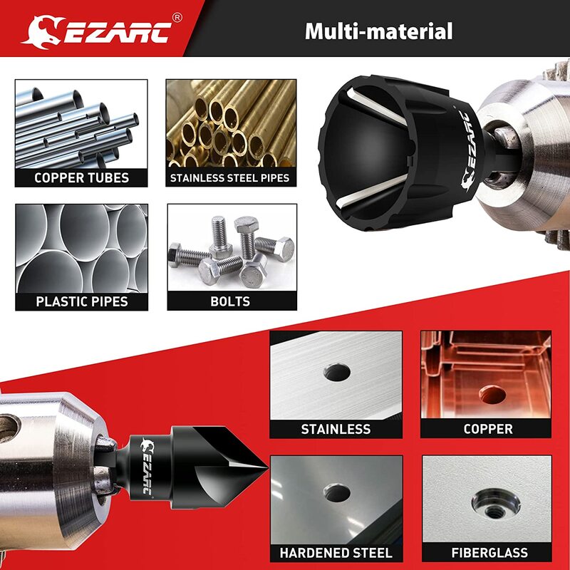 EZARC-Herramienta de chaflán externo de desbarbado, herramienta de desbarbado de 2 piezas, broca de avellanado interno, para quitar rebabas, compatible con 3-19mm