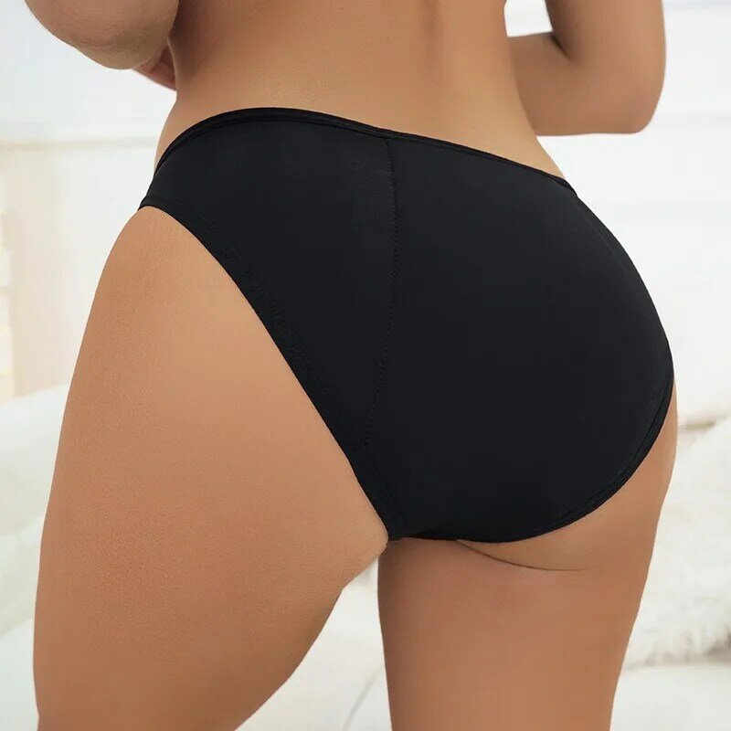 Gancho fivela período calças para mulheres, roupa interior à prova de vazamento, cintura média, 4 camadas, plus size