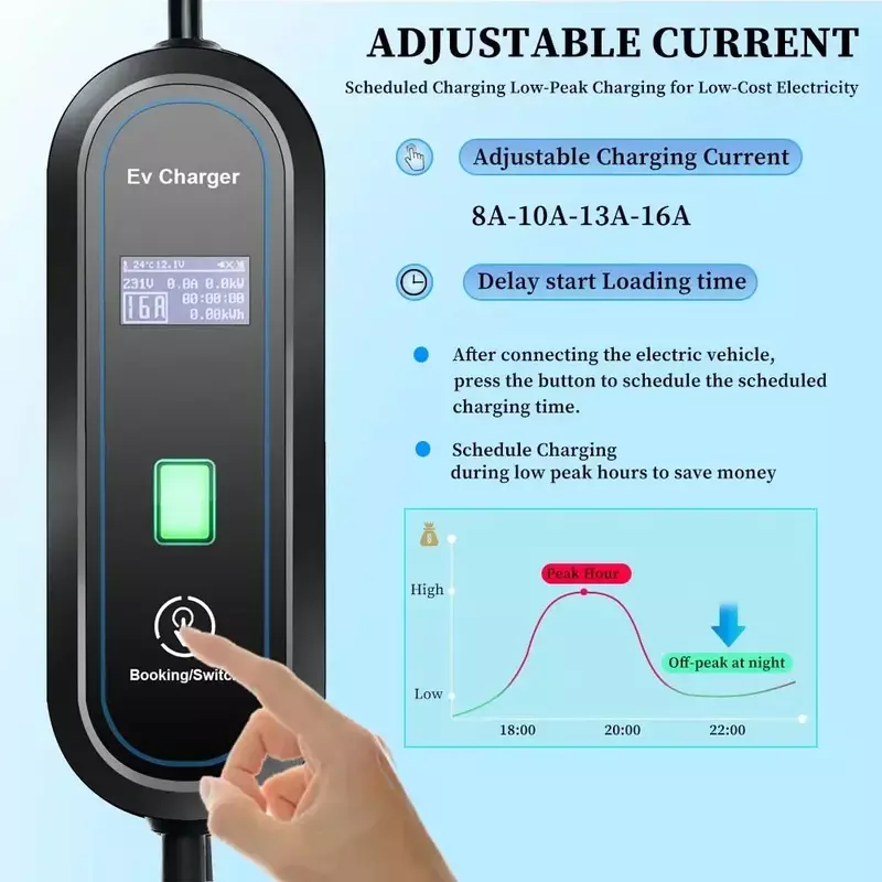 Protable EV Charger 220V 230V Level 2 GBT Car Charger 16A 3.5KW Type 1 Car Accessories Type 2 Car Charger for Electric Vehicle