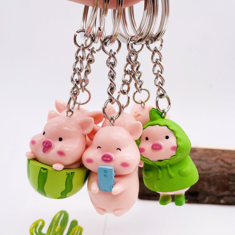 Cute Raincoat Piggy Keychains Resin Drop Glue Key Chain Women'S Bag Mobile Pvc Pendant Cute Keyrings Accessories Exquisite Gifts