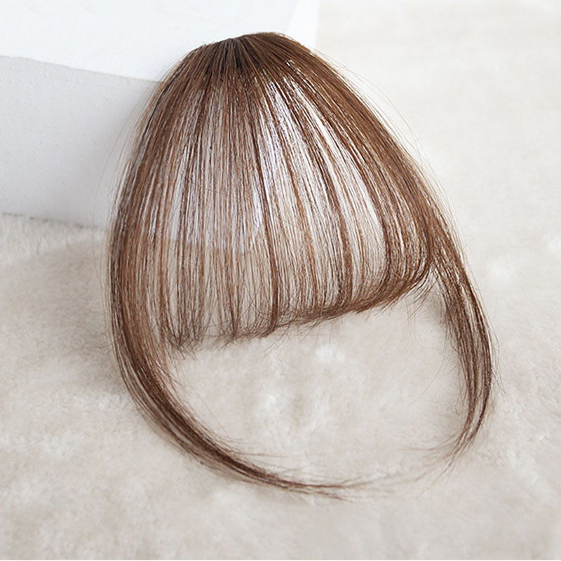 Искусственная воздушная челка, зажим для волос, удлинение синтетических волос, искусственный натуральный парик, Женская челка с зажимом