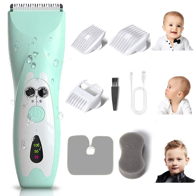 Quiet Baby Hair Clipper Electric Rechargeable Kids Hair Trimmer for Children Grooming Haircut Machine Ceramic Blade Waterproof