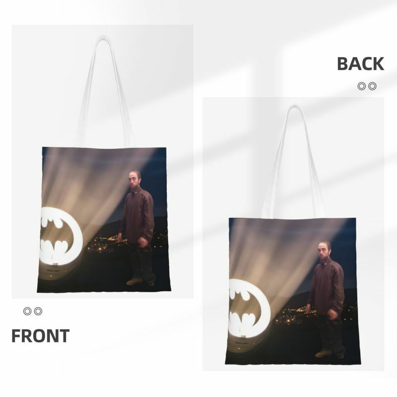 Recycling Robert Pattinson Shopping Bag Women Canvas Shoulder Tote Bag Portable British Actors Grocery Shopper Bags