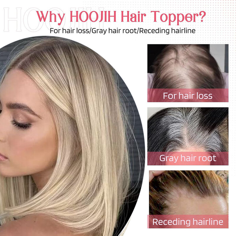 Haartoppers Blonde Bruine Ombre Remy 100% Human Hair Topper Haarstukken 12Inch Voor Vrouwen 150% Dichtheid Zijde Basis 3Clip In Toppers