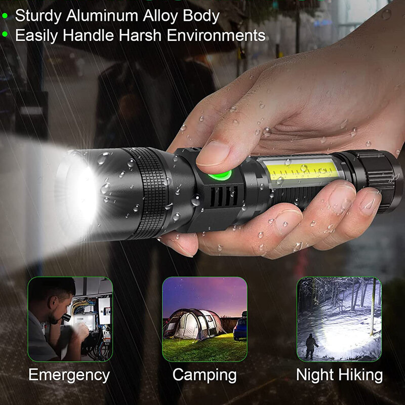 자외선 및 강한 빛 손전등 USB 충전식 캠핑 랜턴, 애완 동물 소변 얼룩 블랙 라이트 Led 자외선 토치 램프