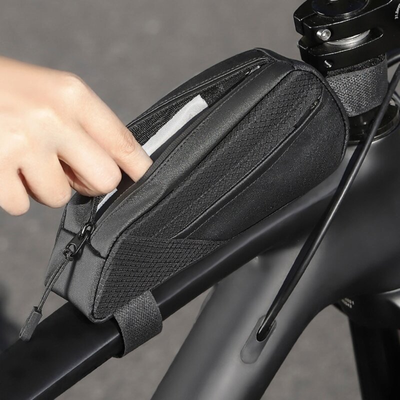 Tas Sepeda Tabung Atas Rangka Sepeda Tas Segitiga Tahan Air Sepeda Bawah Tabung Tas Tahan Kotoran untuk Sepeda Gunung dan