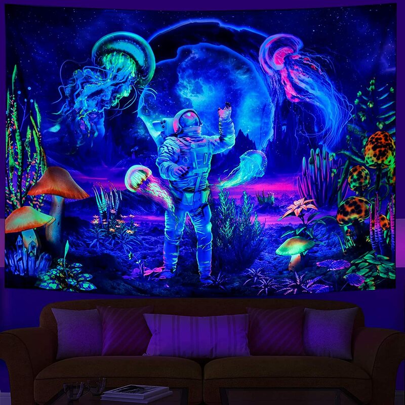 Van gogh estrela céu fluorescente tapeçaria estética mandala na parede pendurado pano trippy tapeçarias sala de casa decoração psicodélica