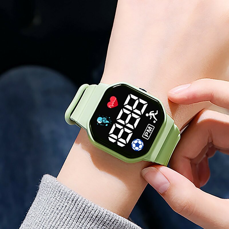 متعدد الألوان LED Smartwatch للأطفال ، ساعات المعصم الرقمية ، حزام سيليكون ، مقاوم للماء ساعة رياضية للأطفال ، صبي ، فتاة ، الطلاب