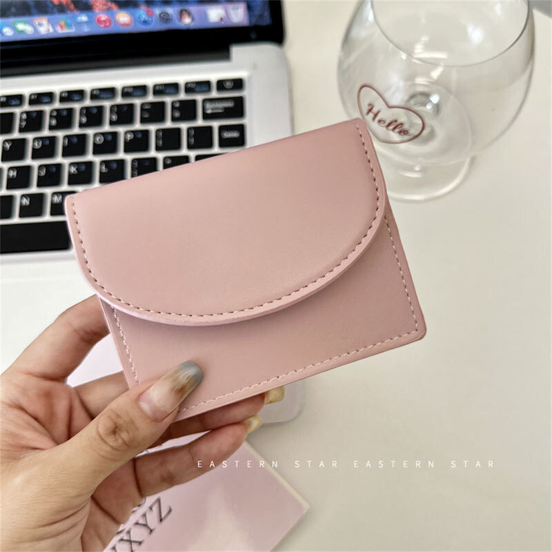 Solid Color Women Short Wallets Female Fashion PU Leather Hasp Small Purses Money Coin Bag Mini Clutch Card Holder for Girls