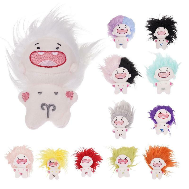 15cm Naked Doll Toy Keychain Colorful Fluffy Hair Deciduous Teeth 12-Constellation Plushies Pretend Toy Cotton Stuffed