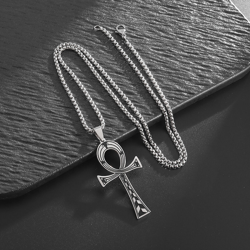 Ciondolo croce Ankh in acciaio inossidabile stile europeo e americano personalizzato regalo collana da uomo e da donna di nicchia
