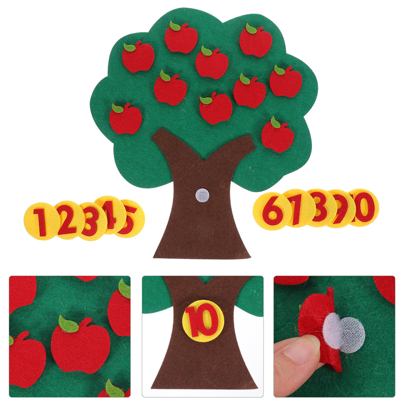 รู้สึกว่าของเล่นสำหรับโรงเรียนอนุบาล Apple แอปเปิ้ลเพื่อการศึกษาต้นไม้สติกเกอร์ปริศนาสำหรับเด็กวัยหัดเดินไม่ถักทอคณิตศาสตร์