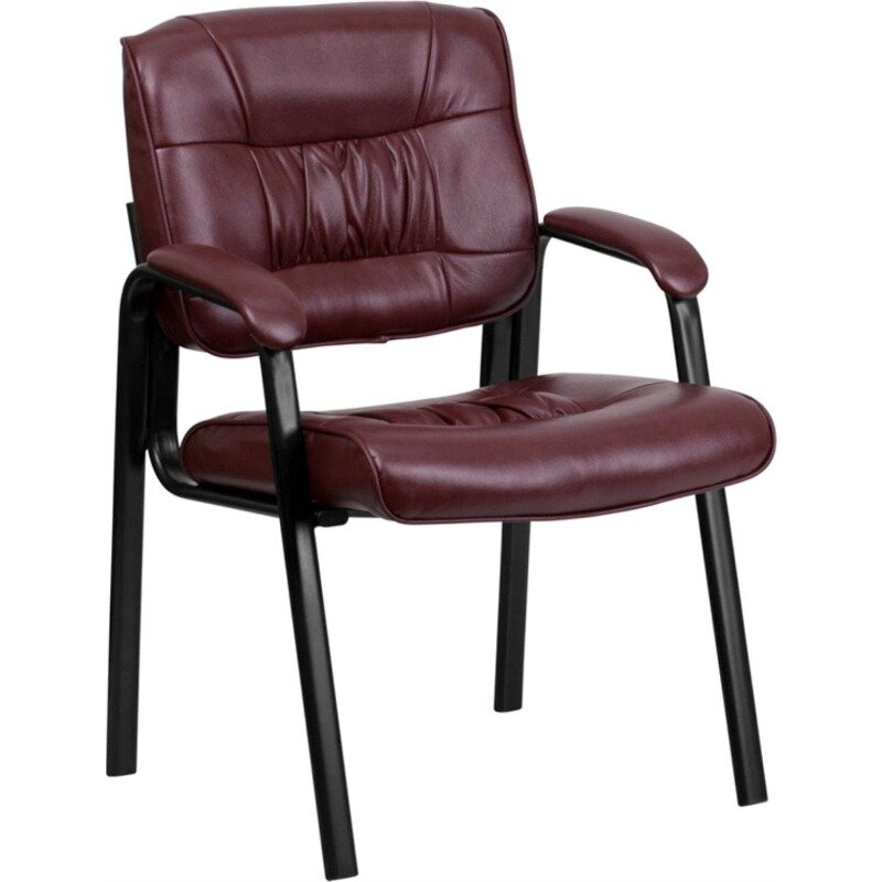 Haeger-Cadeira de recepção de couro macio, armação metálica preta