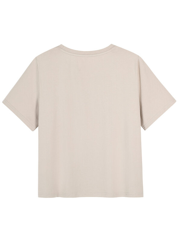 Kaus lengan pendek Retro Amerika ukuran Plus kaus atasan longgar katun gambar cetak leher-o 2024 kasual musim panas wanita