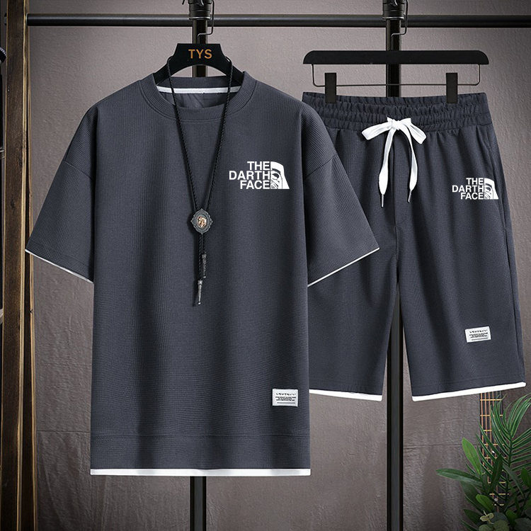 Мужская футболка с коротким рукавом и спортивные шорты, Корейская спортивная одежда, повседневная одежда, комплект для бега, летняя мода